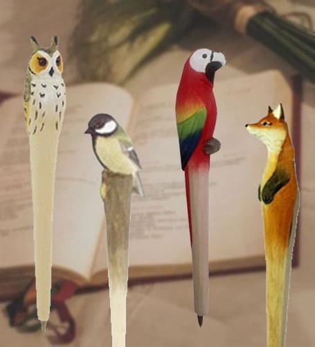 hand carved wood pens