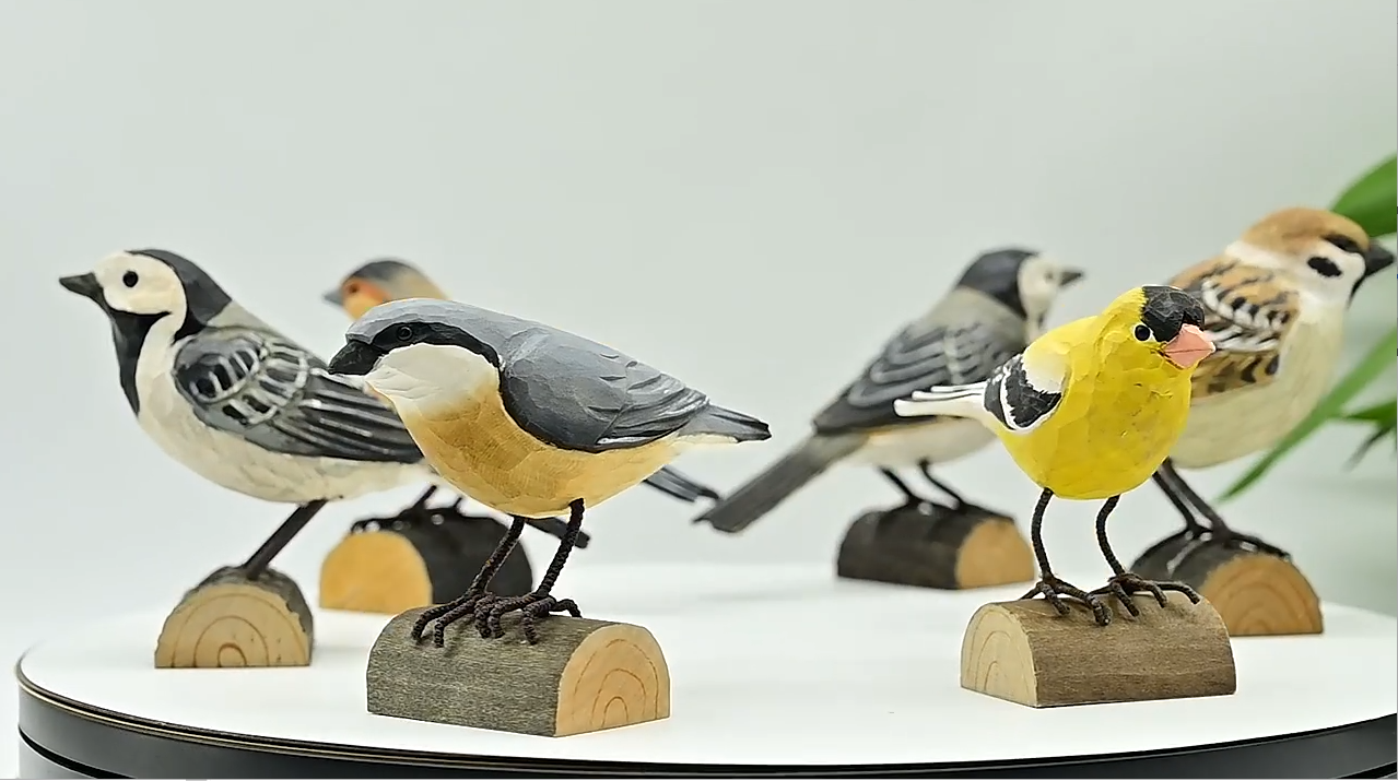 Digital Marketing Showcase of Hand-Carved Wooden Birds