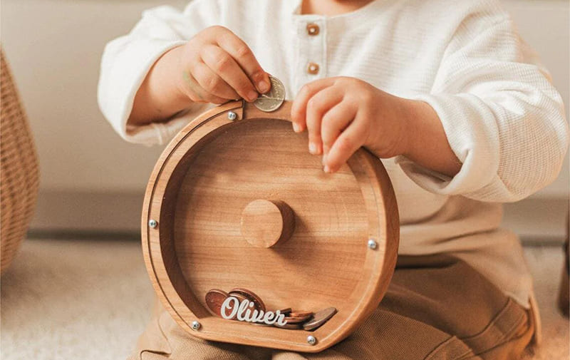 personalized wood letter piggy bank