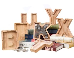 wooden piggy bank