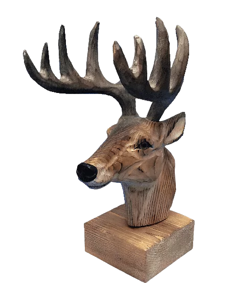 carved wooden deer