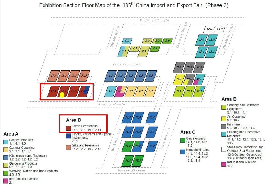 Exhibition Section Floor Map of 135th China Import and Export Fair