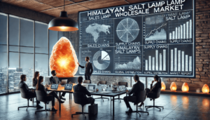 Chart showing growth trends in Himalayan salt lamp wholesale market with key statistics and market segments