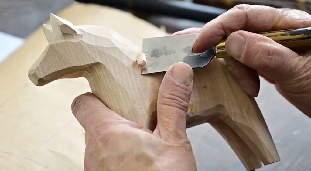Wood carving techniques in action