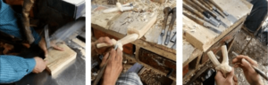 Hand-carving a wooden slingshot