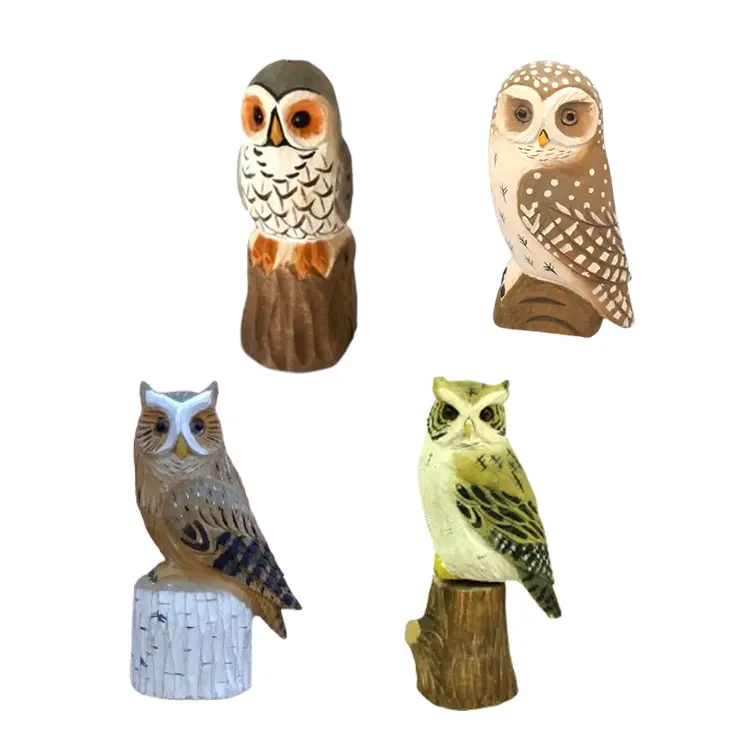 hand carved wooden owl