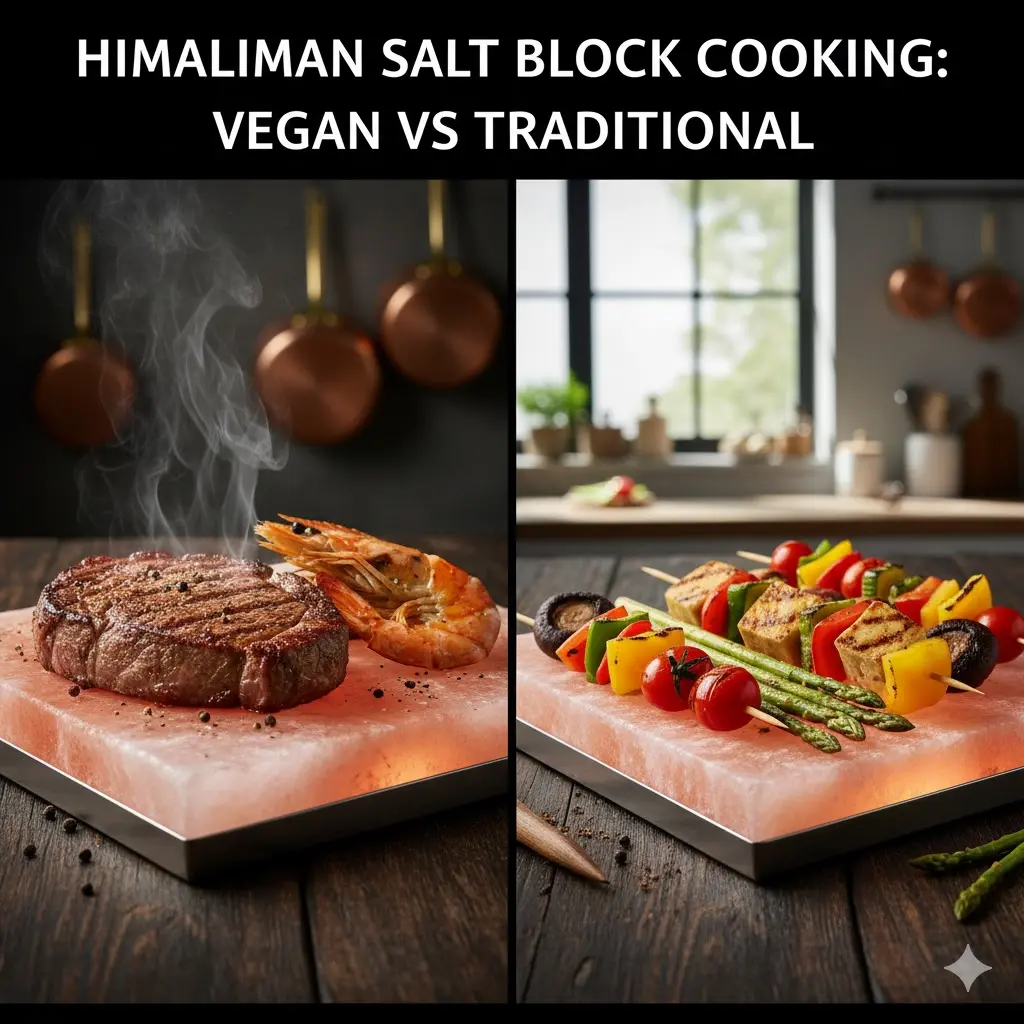HIMALIMAN SALT BLOCK COOKING-VEGAN VS TRADITIONAL