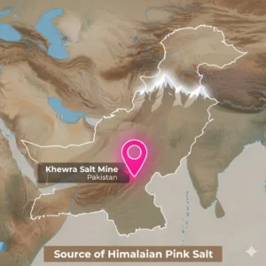 Himalayan Pink Salt is exclusively sourced from the Khewra Salt Mine in Pakistan
