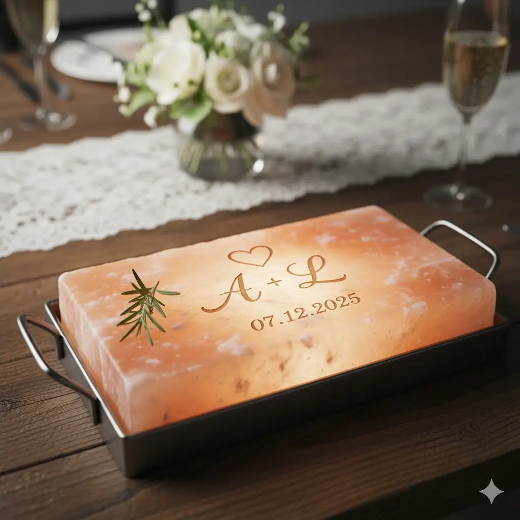Personalized Himalayan Salt Blocks as Wedding Favors