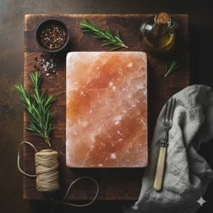 Styling the Shot Himalayan Salt Block Amidst Rustic Ingredients