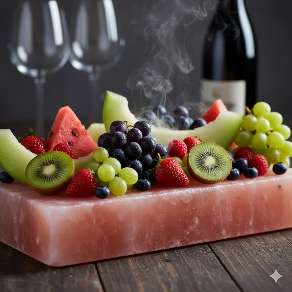 Fresh fruits on salt block