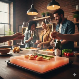 The dryness aligns seamlessly with the gentle salinity and umami of salt block seafood and appetizers.