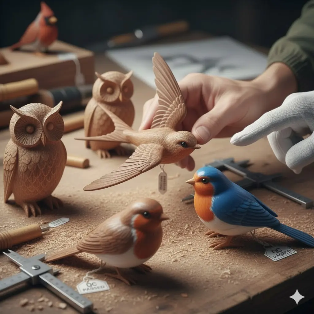 wooden birds inspected