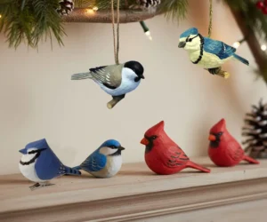Wooden Bird Christmas Ornaments