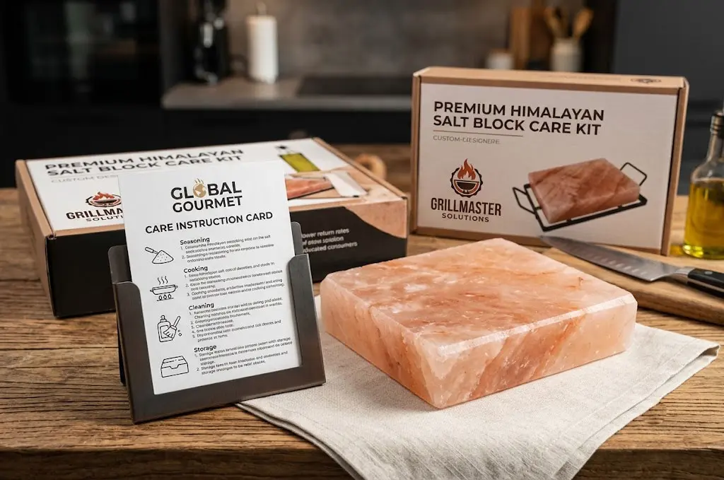 OEM Himalayan salt block care instruction cards and custom packaging