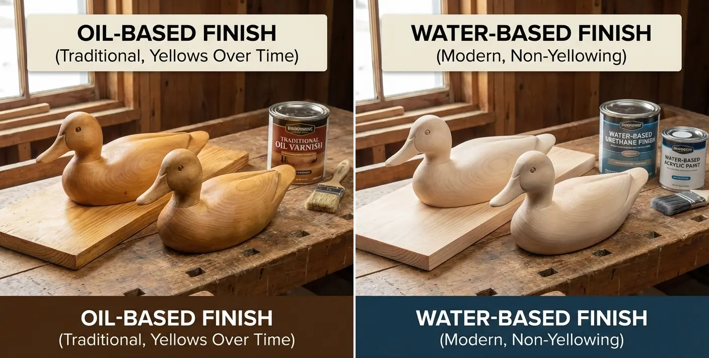 Preventing Yellowing of natural wooden ducks