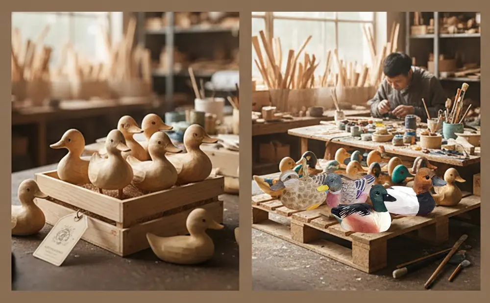 The MOQ of hand carved wooden ducks