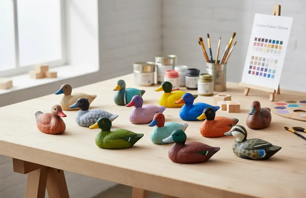 Wooden duck color painted