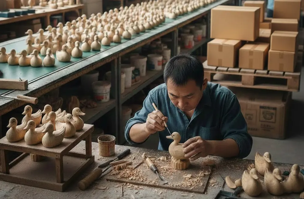 hand carved woode ducks