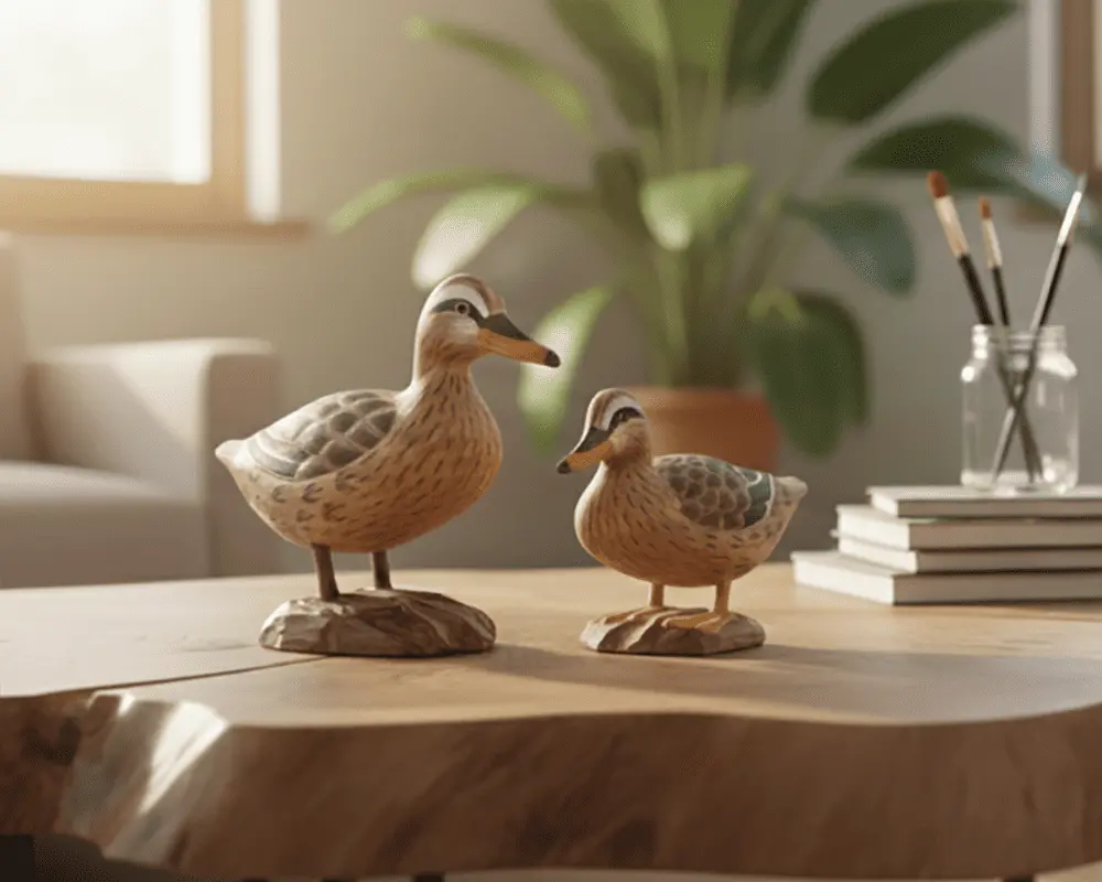 hand-carved wooden ducks