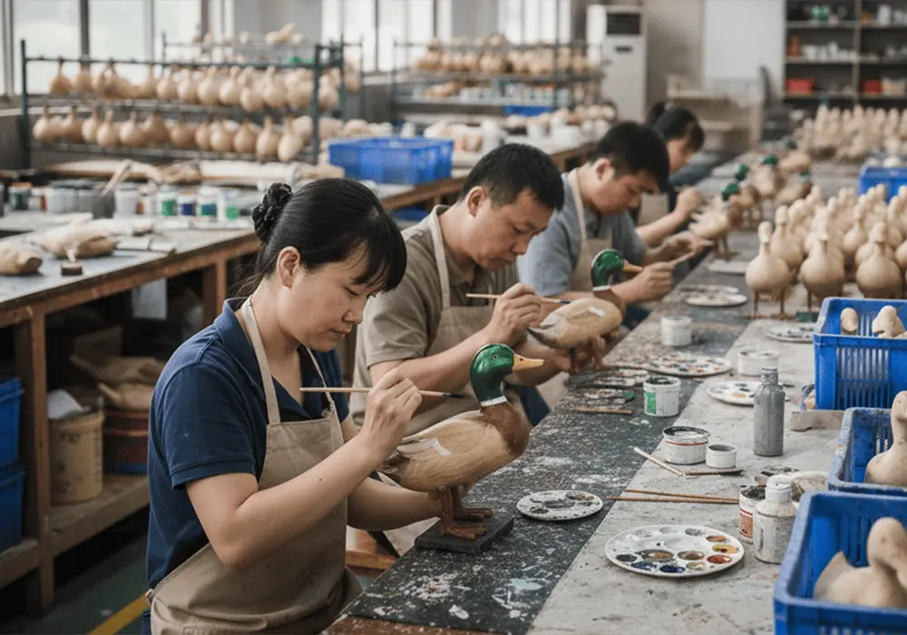 hand painted of wooden mallard duck