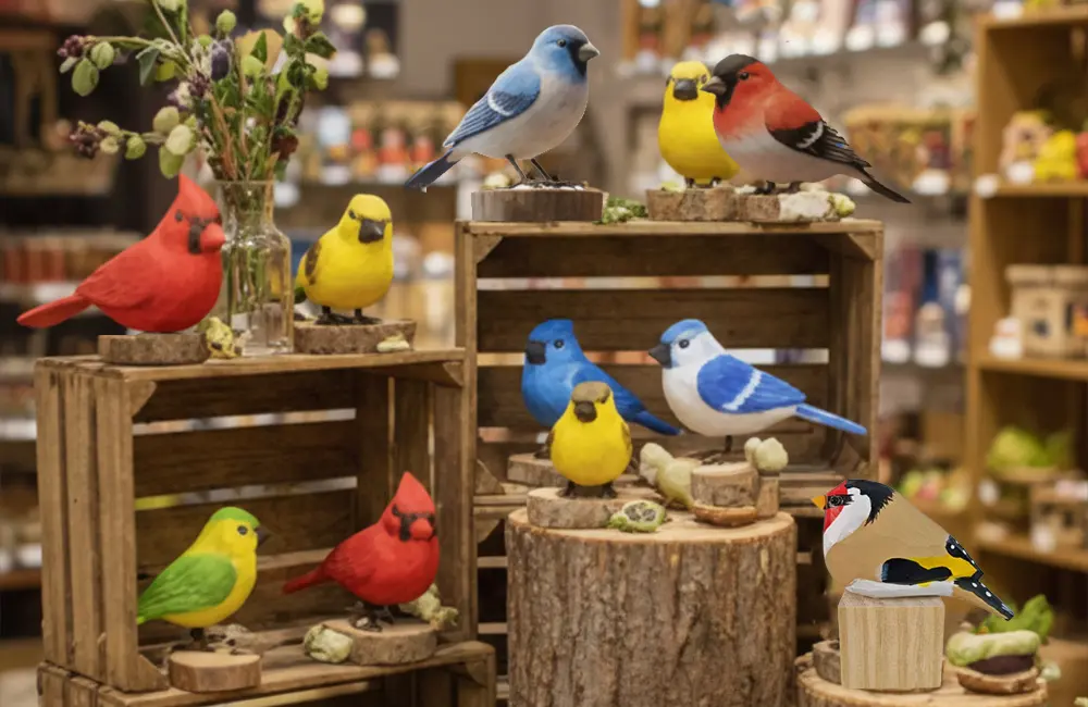 Wooden Birds 100% Hand-Sculpted Premium Basswood