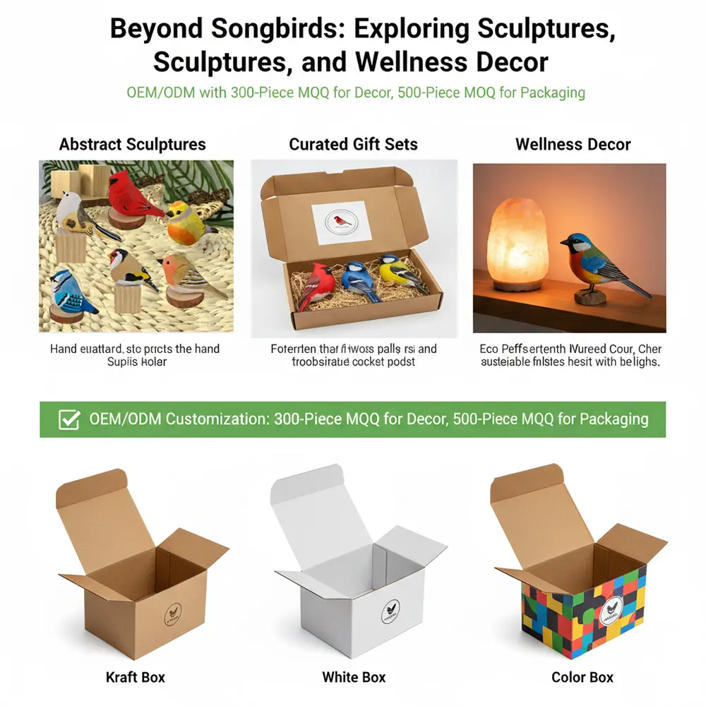Custom Branded Packaging & OEM ODM Support wooden birds