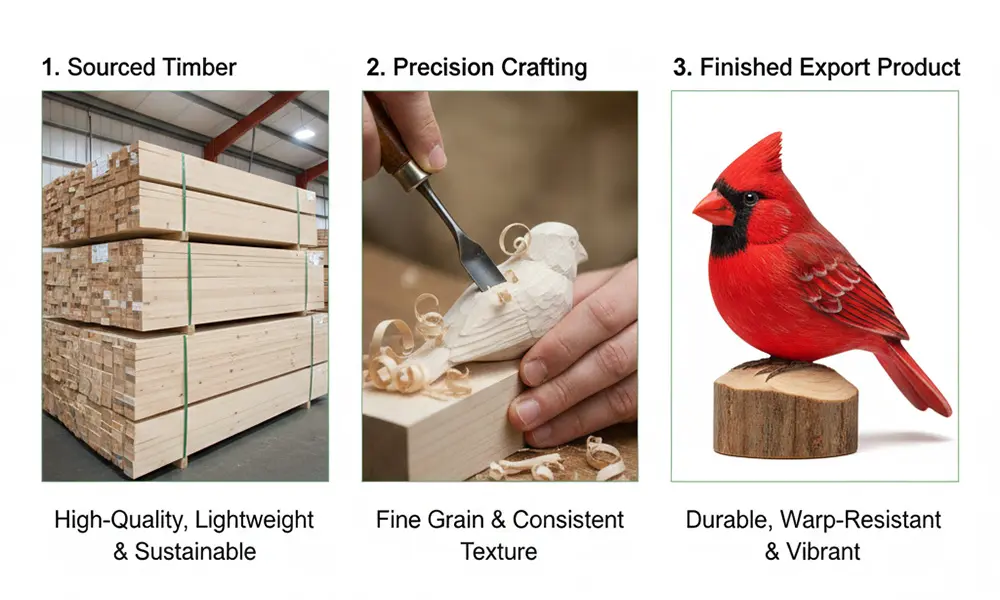 Lightweight, Warp-Resistant Changbai Mountain Basswood for wooden birds.