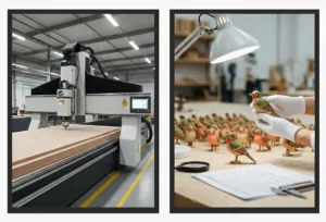 QC for small wooden birds crafts