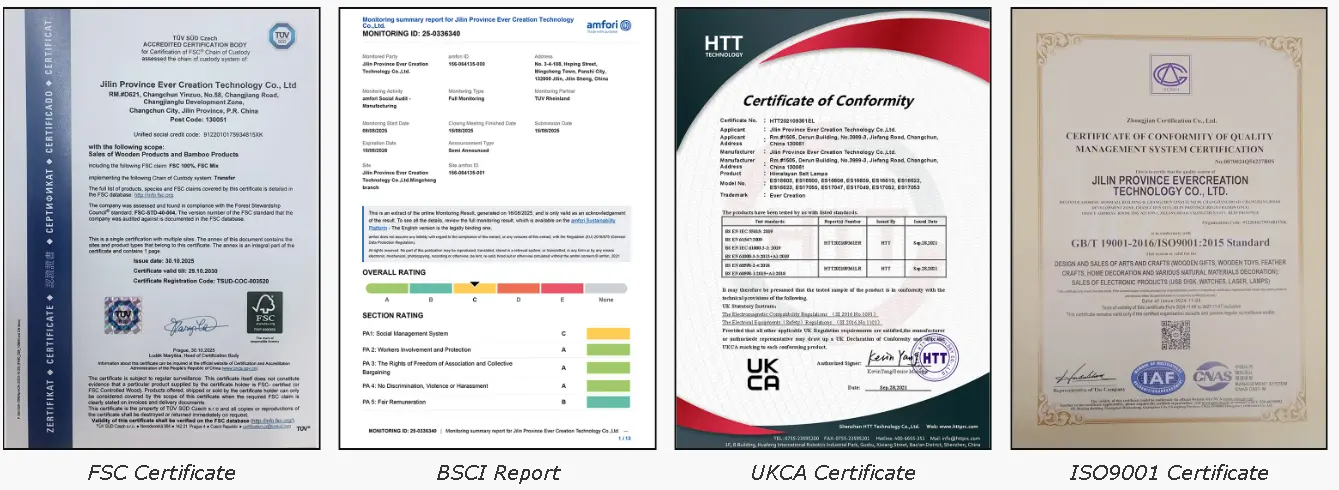 A comprehensive certification matrix for 2026 corporate swag manufacturing, featuring UKCA for UK market access, FSC for sustainable wood sourcing, BSCI for ethical labor audits, and ISO 9001 for quality management systems. These credentials ensure legal compliance, environmental sustainability, and high structural integrity for high-end B2B gift distribution