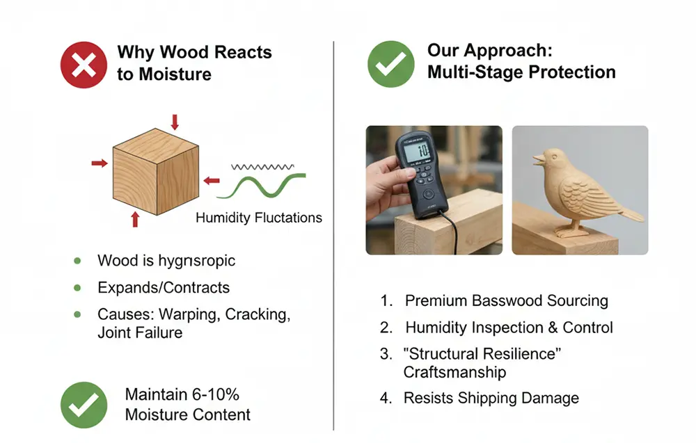 humidity control is the most critical step in wooden craft