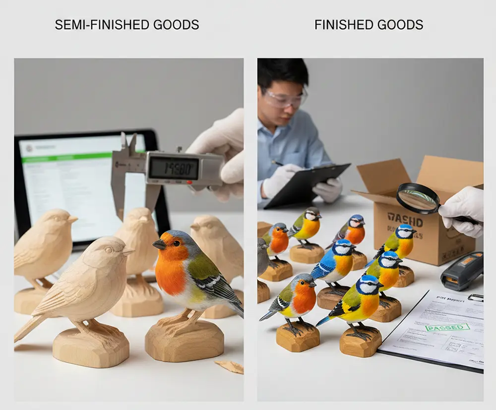 inspecting semi-finished vs. finished goods