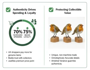 the wooden bird authenticity is critical for UK buyers