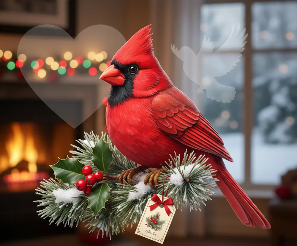 Handcrafted wholesale wooden songbirds - Red Cardinal for US gift market and holiday decor.