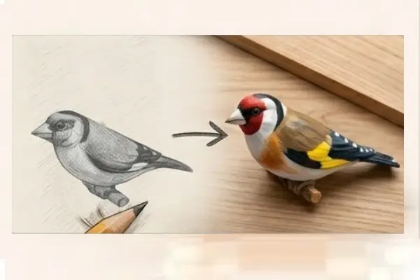 Artisanal Precision in Every Grain- Custom Hand-Painted Wood Birds