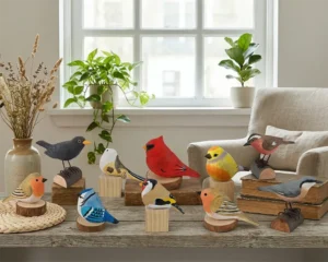 Basswood-Hand-Painted-Bird-Collection-Desk-Display
