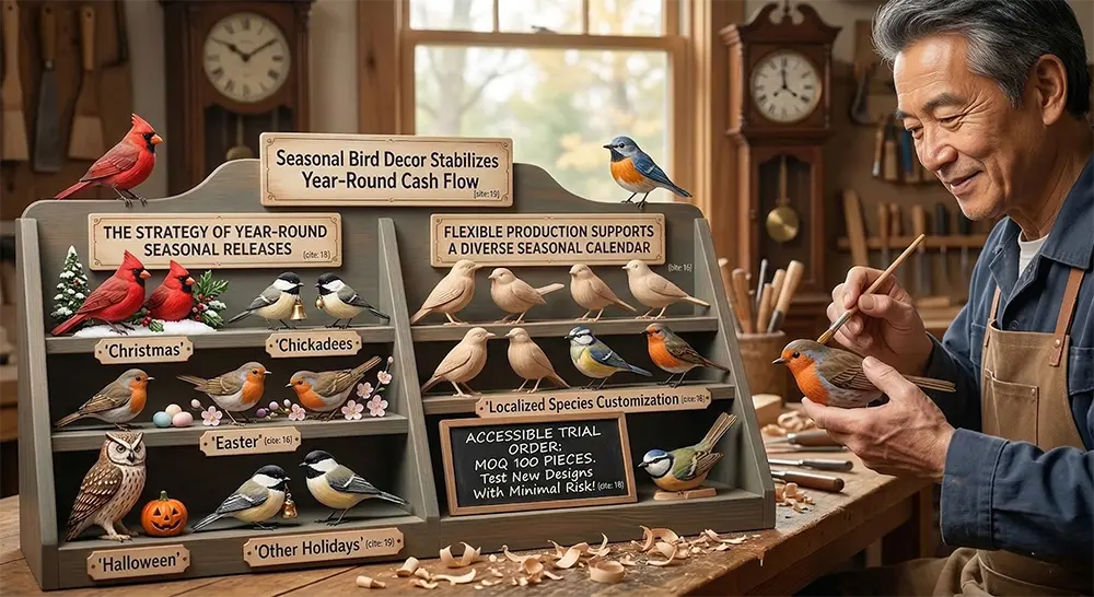 artisan-hand-carved-wooden-birds-seasonal-marketing-solution