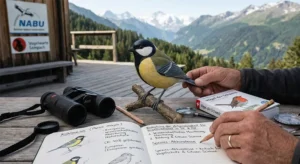 Hand-carved basswood Great Tit model showing species accuracy for German and Swiss bird enthusiasts and conservation monitoring