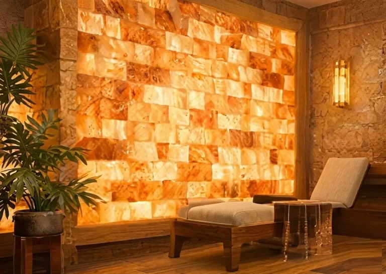 Authentic, illuminated salt walls custom-built for professional sauna and halotherapy environments. Bulk supply and factory direct.