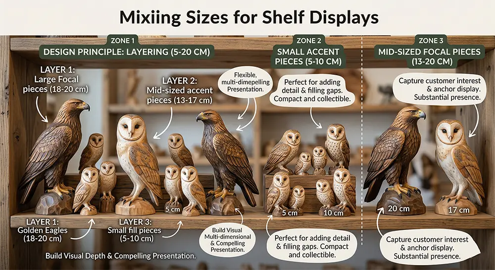 Hand-Carved Wood Carving Size Guide - 5cm to 20cm
