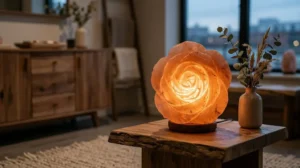 A professional B2B pricing analysis scene featuring a value-based pricing model, Pakistan Khewra Mine sourcing map, and premium rose-shaped salt lamps for boutique retail markets.