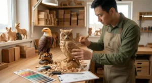 handmade-owl-carving-process-factory