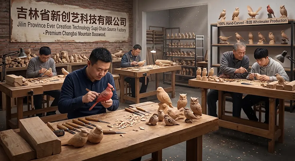 Hand-carved wood bird workshop