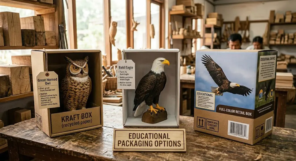 Handcrafted sustainable wood souvenirs made from FSC-certified basswood and pinewood by skilled artisans in a source factory, complying with EN71 and ASTM safety standards.