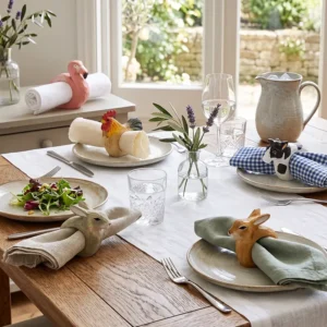 Hand-carved wooden animal napkin rings