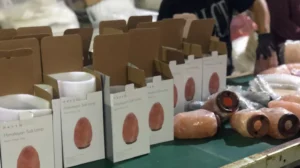 Himalayan salt lamp factory packaging line showing secure custom boxing for wholesale export orders.