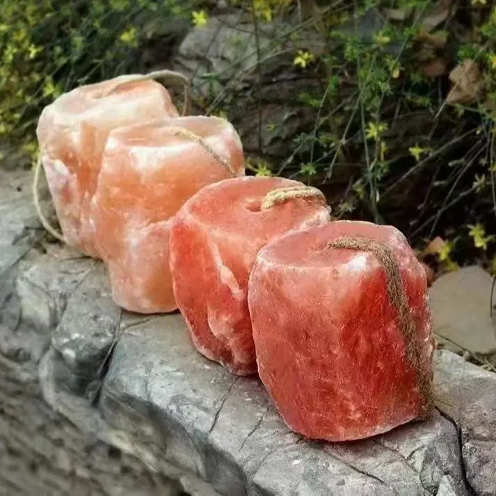 Authentic Himalayan salt licks showing natural colour and mineral variation